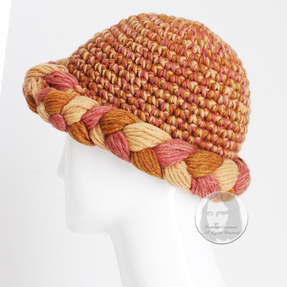 Yves Saint Laurent Knit Hat Multicolor Thick Braid Wool Cap Vintage 1970s Rare main image 4